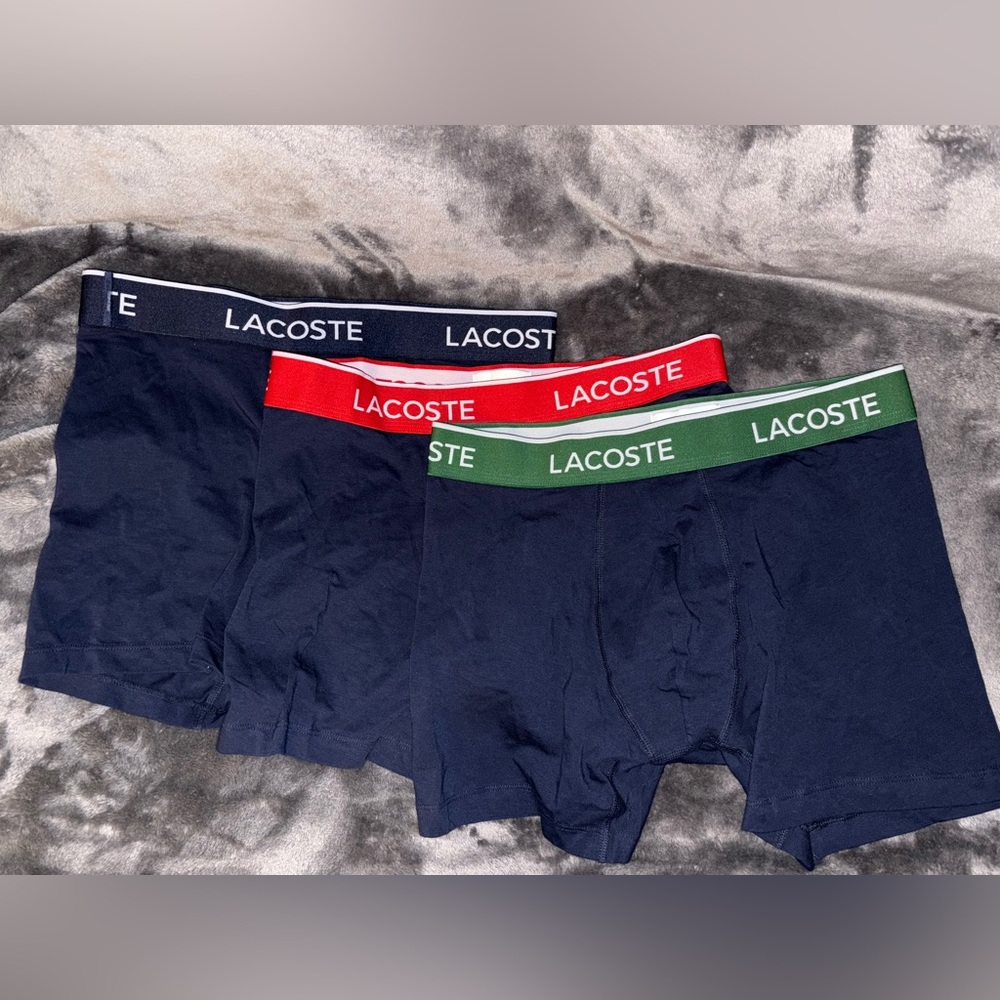 Lacoste Men's Boxer Briefs - Navy with Red, Green Waistbands